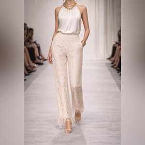 Archival La Perla Italian Couture Lace Mohair Fringe Trousers | Rare | Size 44